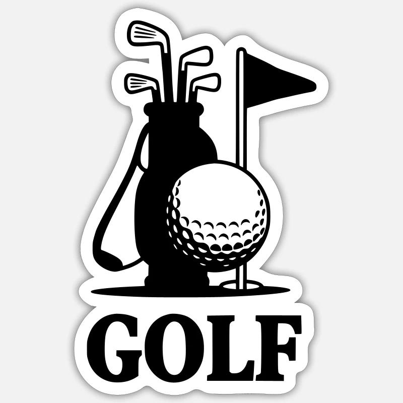 Golf lettering with golf equipment - Sticker size S (10 x 10 cm) - white matte