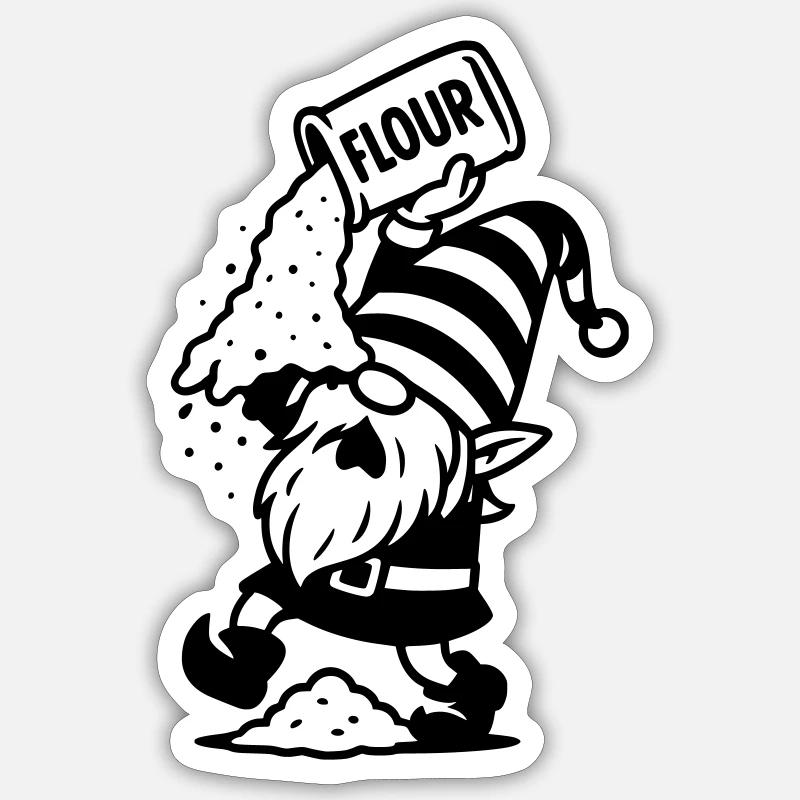 wichtel mehl kekse backen - Sticker Größe S (10 x 10 cm) - Mattweiß