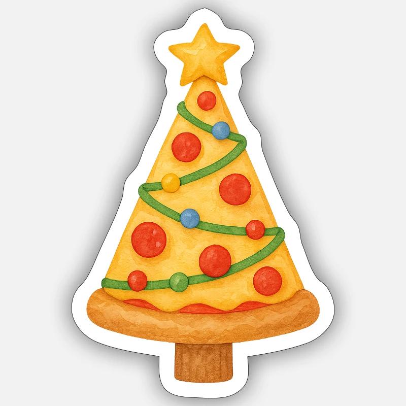 Pizza Christmas Tree - Sticker size S (10 x 10 cm) - white matte