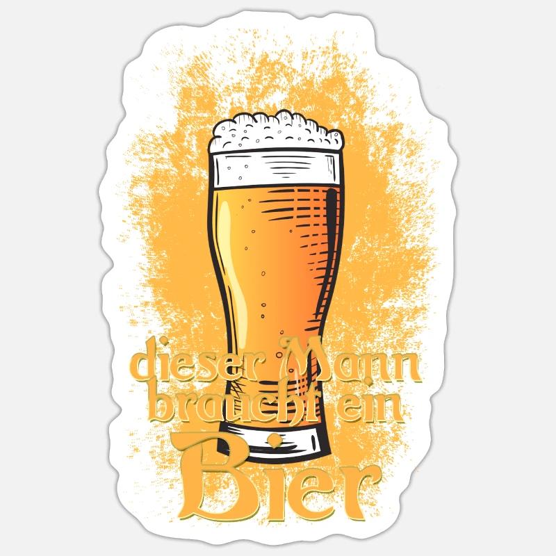 This man needs a beer - Sticker size S (10 x 10 cm) - white matte