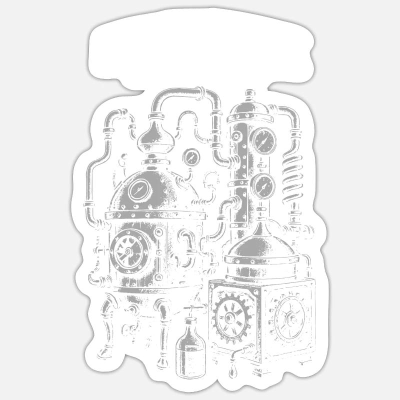 Steampunk Distillery - Sticker size S (10 x 10 cm) - white matte