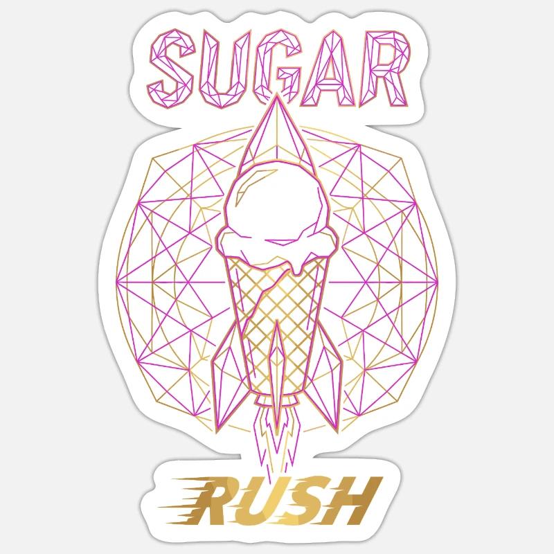 Fusée de glace Sugar Rush - Sticker taille S (10 x 10 cm) - blanc mat