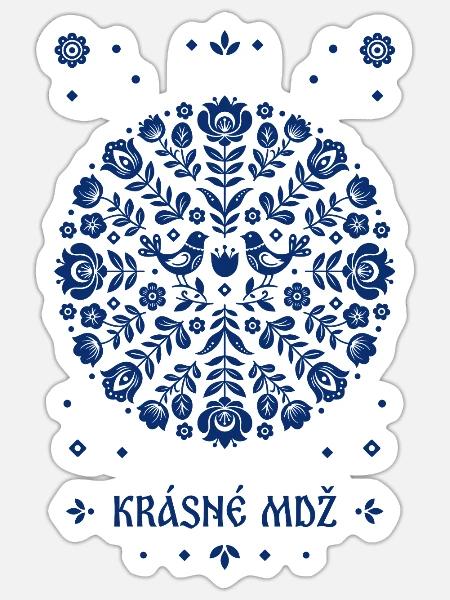 Krasne MDZ Folk Art Blau - Sticker Größe S (10 x 10 cm) - Mattweiß