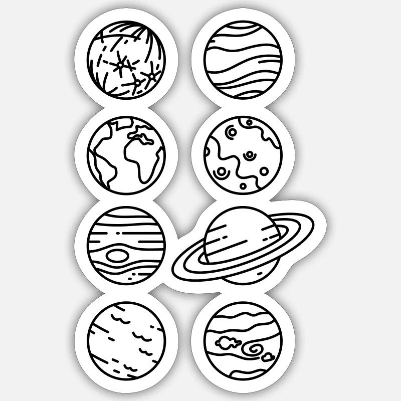 Solar System Planets – Solar System Space - Sticker size S (10 x 10 cm) - white matte