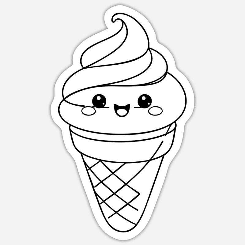 Softeis Eiscreme Icon Minimal Statement - Sticker size S (10 x 10 cm) - white matte