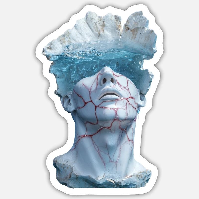 surreal marble statue bust - Sticker size S (10 x 10 cm) - white matte