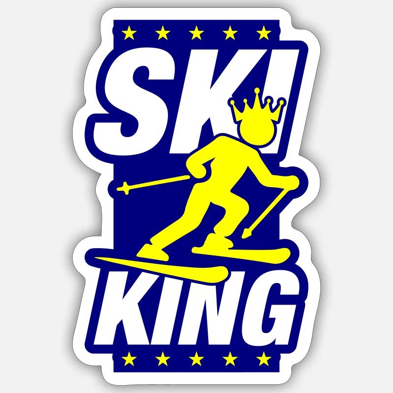 Ski King - Sticker taille S (10 x 10 cm) - blanc mat
