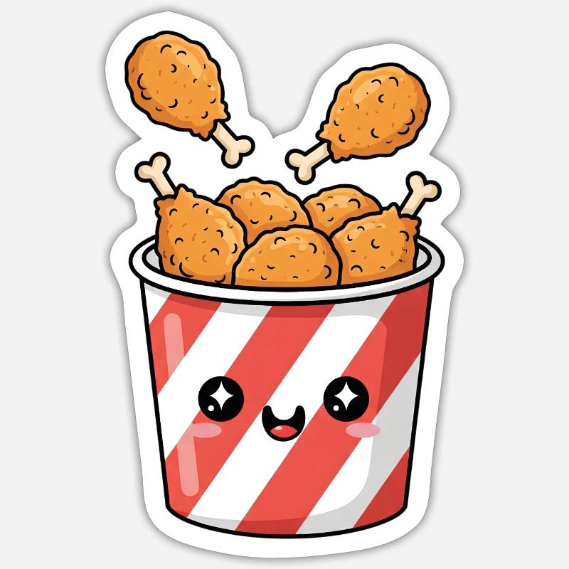 Kawaii Fried Chicken Bucket - Sticker size S (10 x 10 cm) - white matte