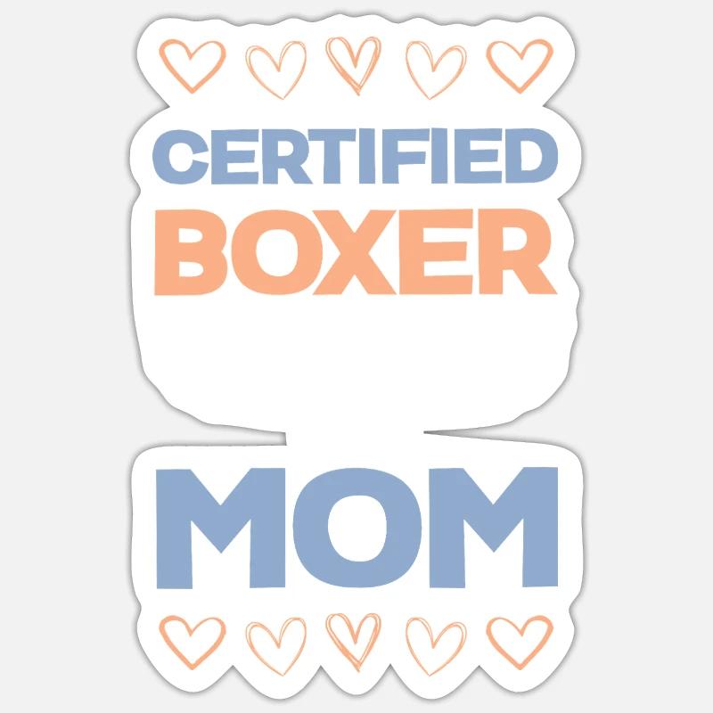 Maman Boxer certifiée - Sticker taille S (10 x 10 cm) - blanc mat