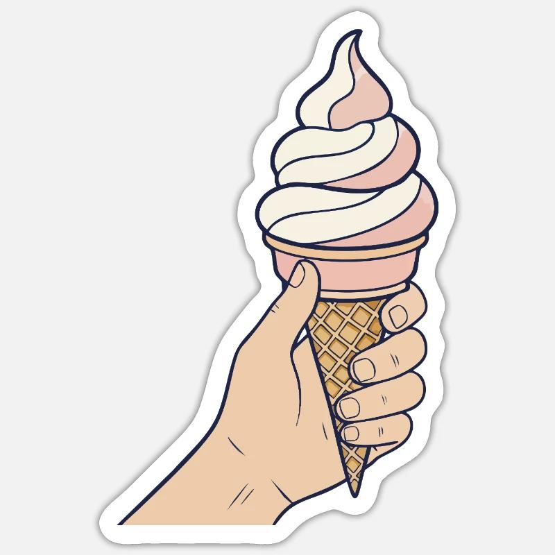 Glace à l'italienne en main - Sticker taille S (10 x 10 cm) - blanc mat