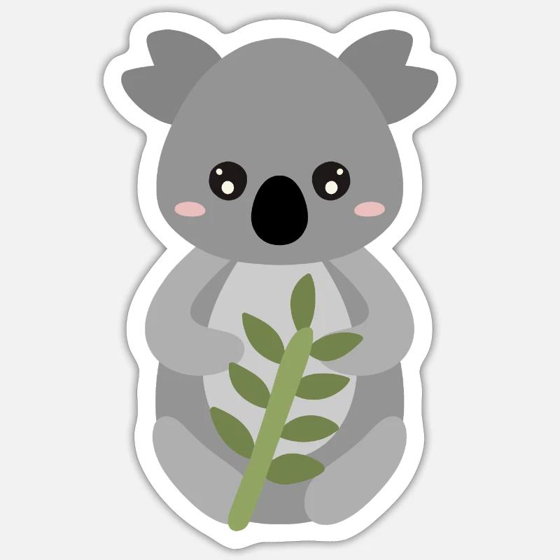 Koala à l’étreinte de feuille - Sticker taille S (10 x 10 cm) - blanc mat