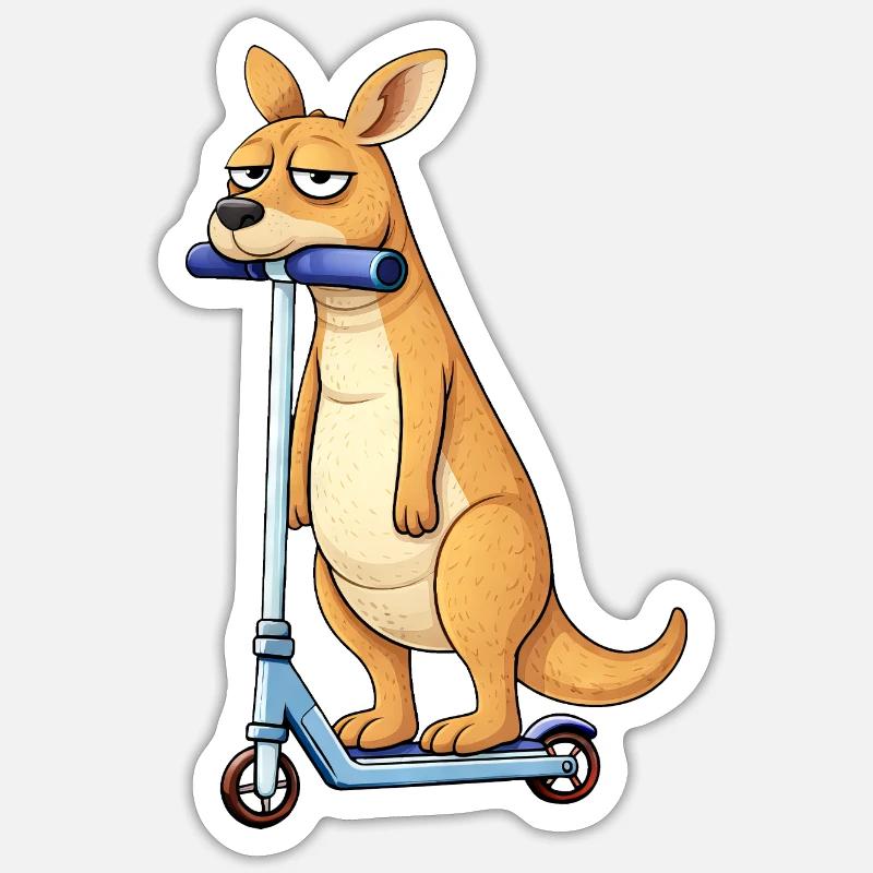 Süßes Känguru auf Roller einsam in Australien Sticker Größe S (10 x 10 cm)