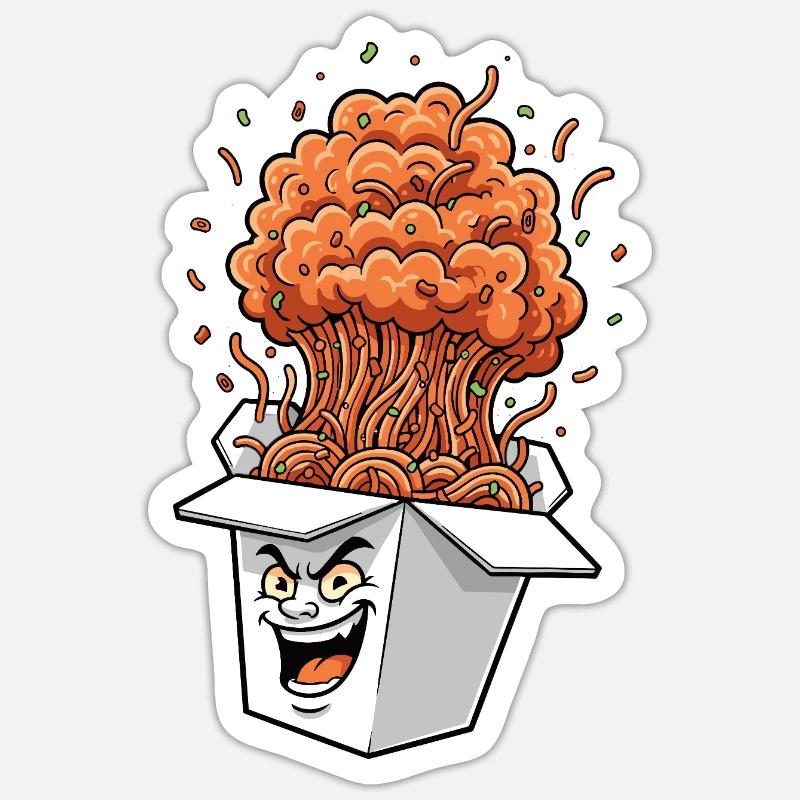 Noodle Box Explosion Cartoon - Sticker size S (10 x 10 cm) - white matte