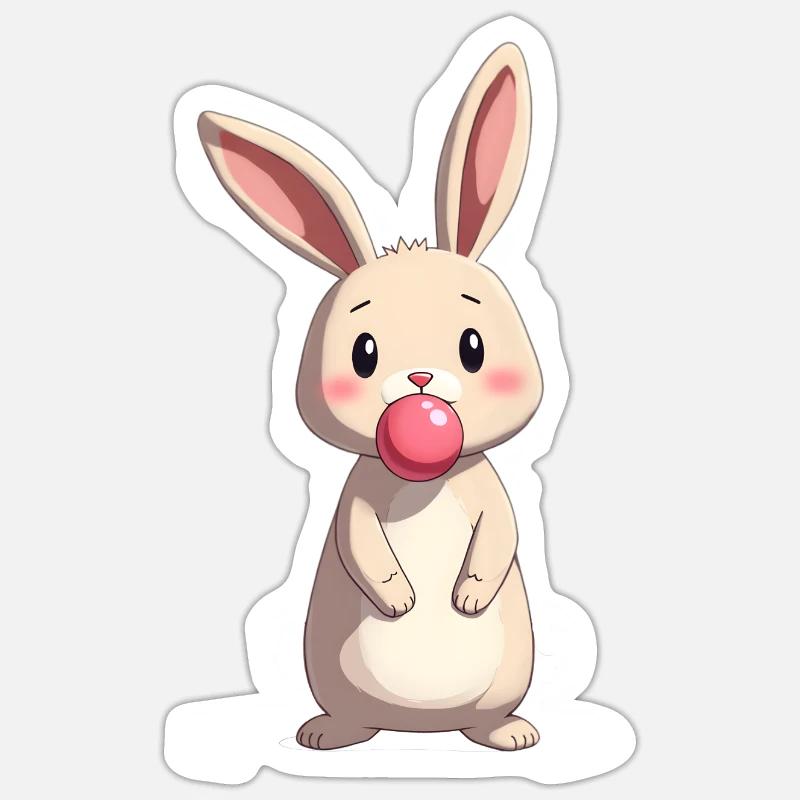 Rabbit with Chewing Gum - Sticker size S (10 x 10 cm) - white matte