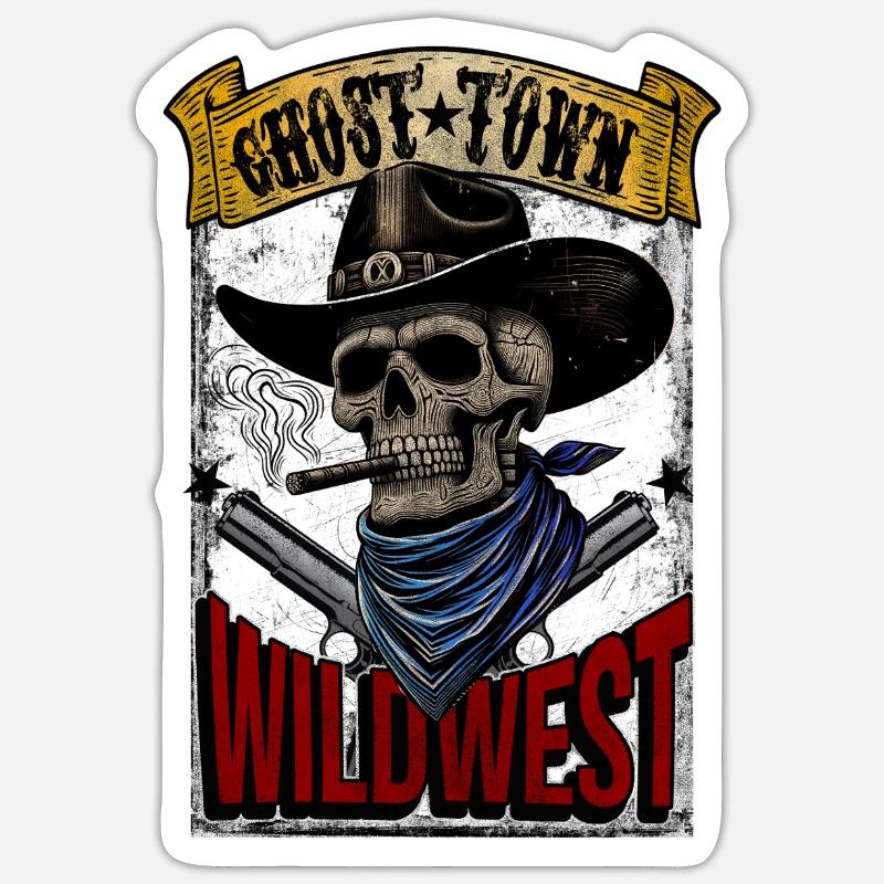 Ghost Town - Wild West - Sticker size S (10 x 10 cm) - white matte