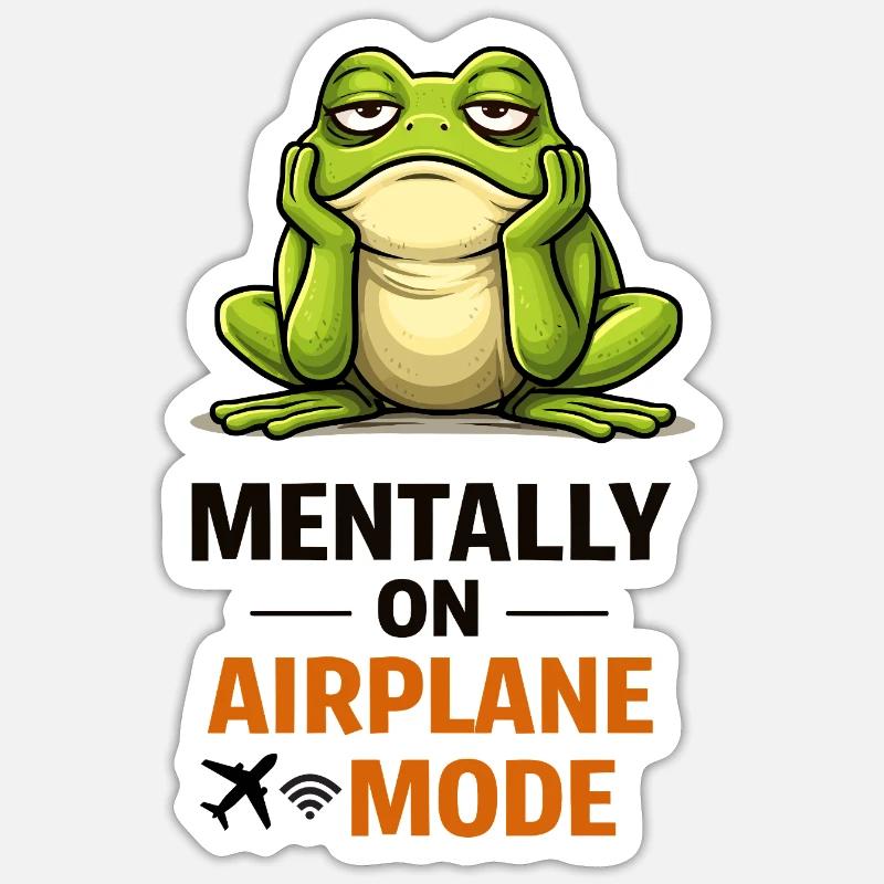 Frosch im Flugzeugmodus-Meme - Sticker Größe S (10 x 10 cm) - Mattweiß