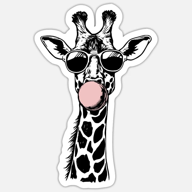Cool Giraffe Bubble Vibes - Sticker size S (10 x 10 cm) - white matte