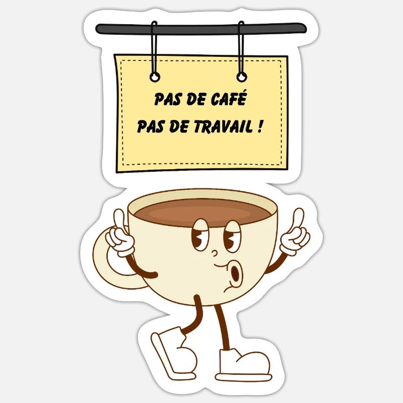 Pause café - Sticker taille S (10 x 10 cm) - blanc mat