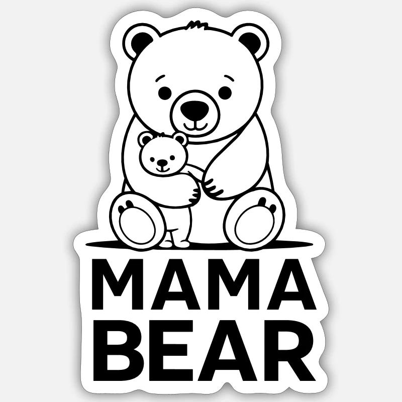 Maman ourse - Sticker taille S (10 x 10 cm) - blanc mat
