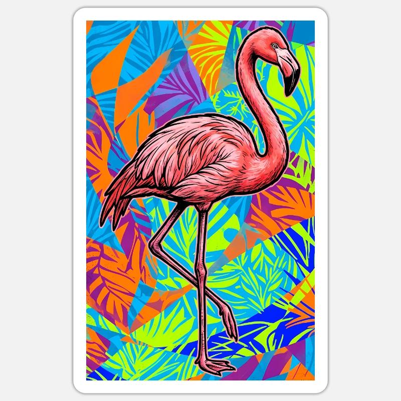 Flamant - Sticker taille S (10 x 10 cm) - blanc mat