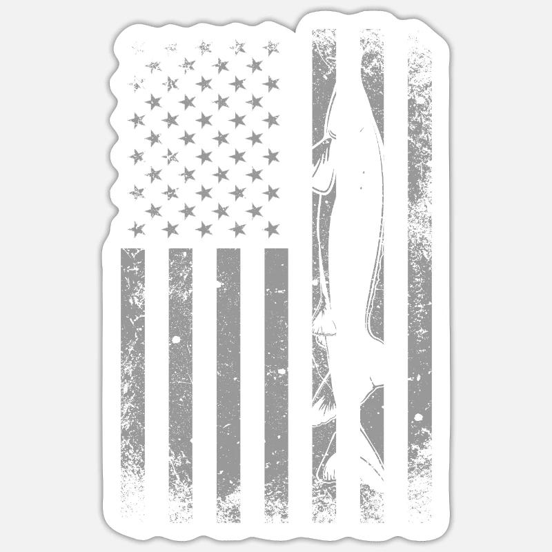 Drapeau de pêche à l’esturgeon - Sticker taille S (10 x 10 cm) - blanc mat