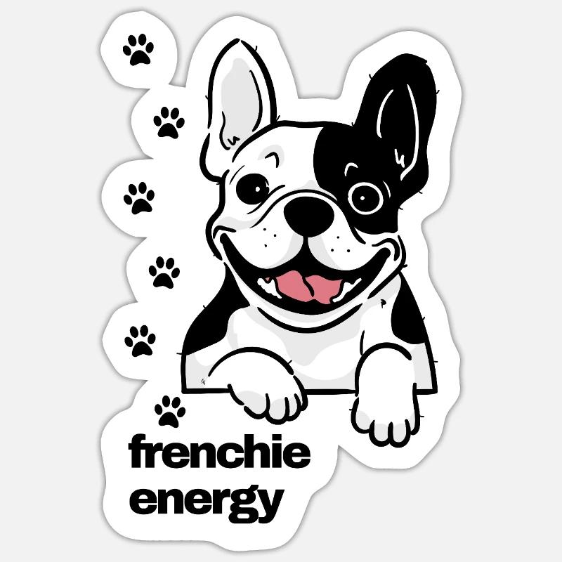 Frenchie Energy - Sticker Größe S (10 x 10 cm) - Mattweiß