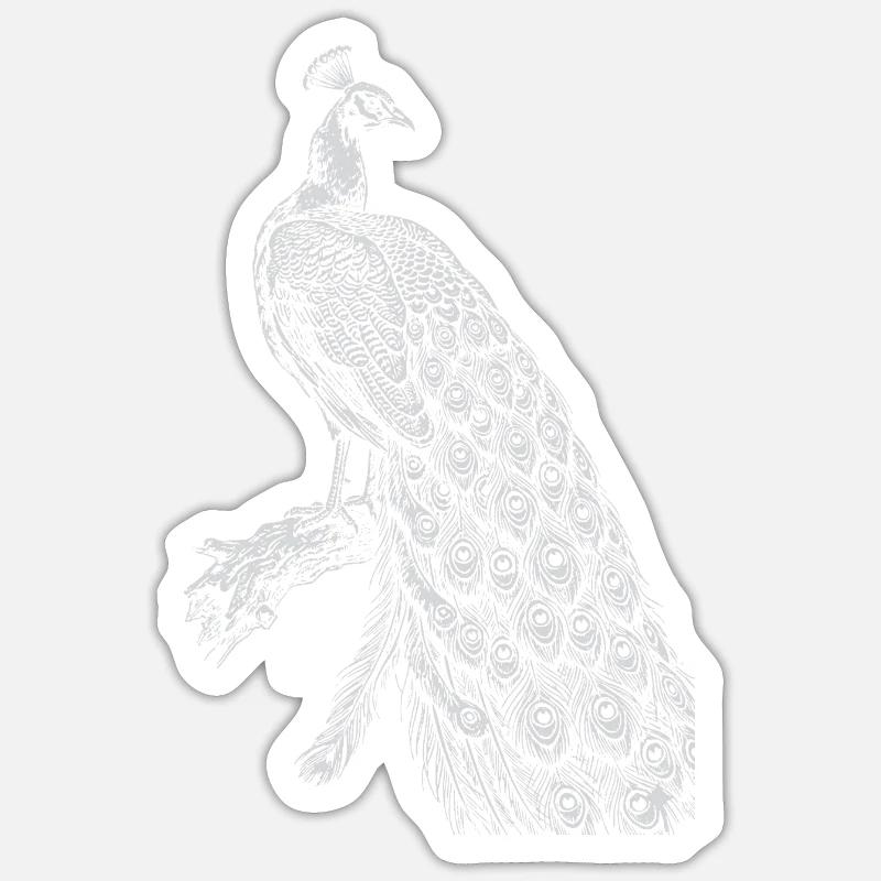 Pfauenspitze auf Schwarz - Sticker Größe S (10 x 10 cm) - Mattweiß