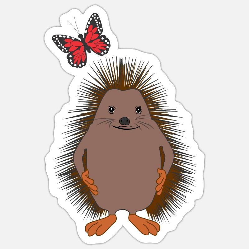 Doux hérisson & papillon – Gentillesse - Sticker taille S (10 x 10 cm) - blanc mat