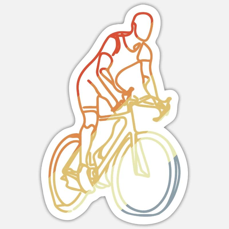 Radfahrer Retro - Sticker Größe S (10 x 10 cm) - Mattweiß