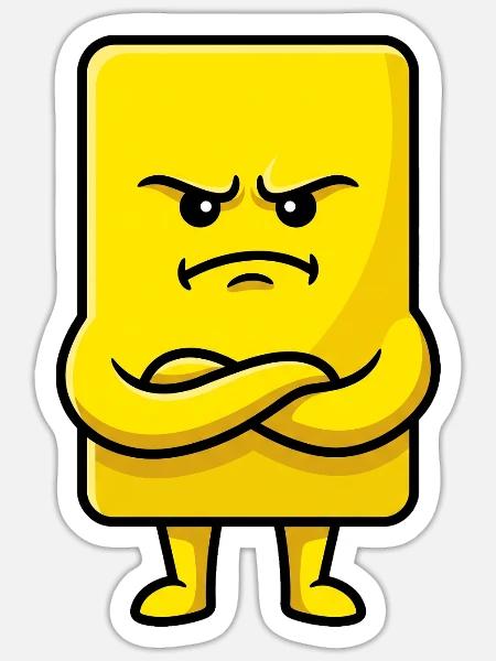 Grumpy Yellow Card Lustiger Fußball-Schiedsrichter - Sticker Größe S (10 x 10 cm) - Mattweiß