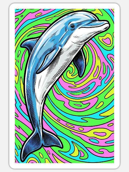 Delfin - Sticker Größe S (10 x 10 cm) - Mattweiß