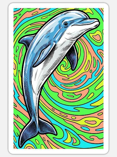 Delfin - Sticker Größe S (10 x 10 cm) - Mattweiß