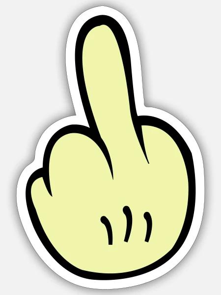 Mittelfinger Comic - Sticker Größe S (10 x 10 cm) - Mattweiß