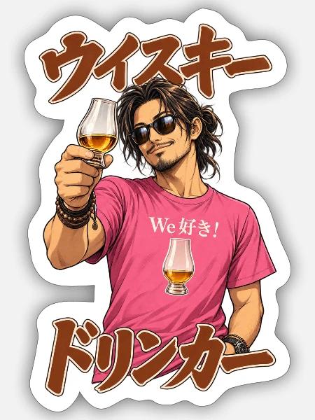 Whisky Drinker - Sticker Größe S (10 x 10 cm) - Mattweiß