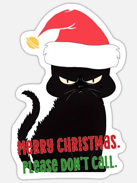 Weihnachtskatze Sarkastischer Humor Frohe Weihnachten - Sticker Größe S (10 x 10 cm) - Mattweiß