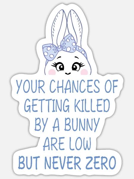Humorvoller Bunny-Warnhinweis - Sticker Größe S (10 x 10 cm) - Mattweiß