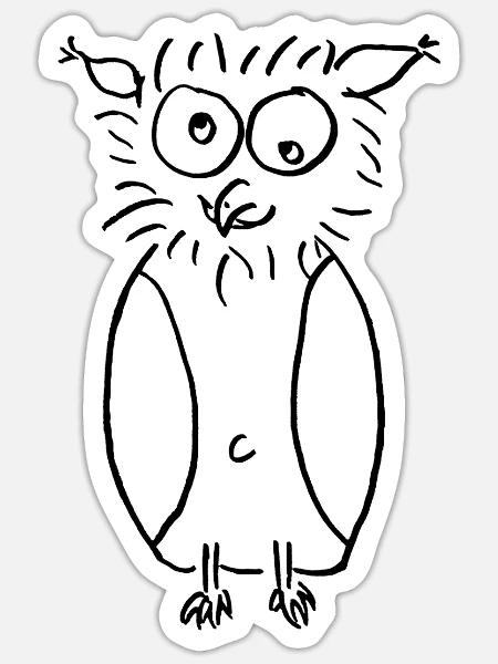 Eule  - Sticker Größe S (10 x 10 cm) - Mattweiß
