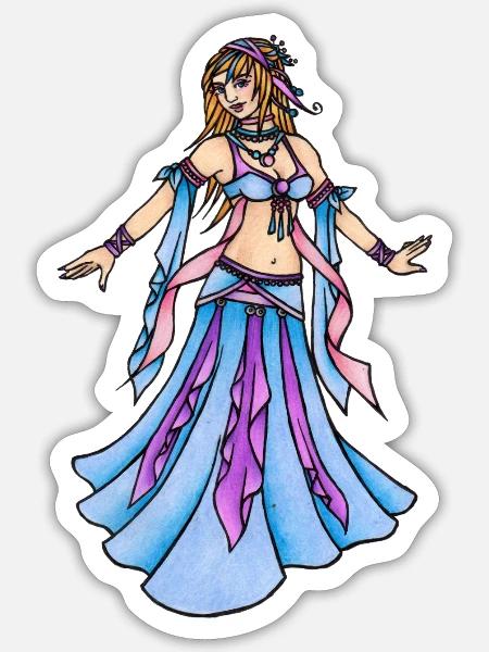 Pastell-Bauchtänzerin Bloom - Sticker Größe S (10 x 10 cm) - Mattweiß
