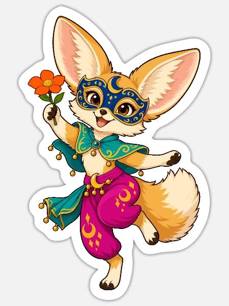 Fuchs Maskenball Karneval - Sticker Größe S (10 x 10 cm) - Mattweiß