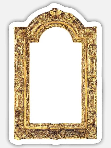 Goldener Bilderrahmen - Sticker Größe S (10 x 10 cm) - Mattweiß