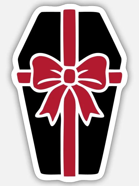 Sarg Geschenkbox Schleife Icon - Sticker Größe S (10 x 10 cm) - Mattweiß