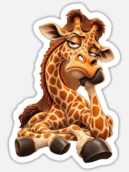 Schlafmütze Giraffencharme - Sticker Größe S (10 x 10 cm) - Mattweiß