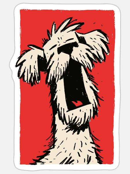 müdes Hündchen - Sticker Größe S (10 x 10 cm) - Mattweiß