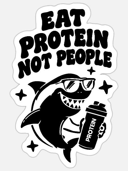 Shark Gym Tshirt Funny - Sticker Größe S (10 x 10 cm) - Mattweiß