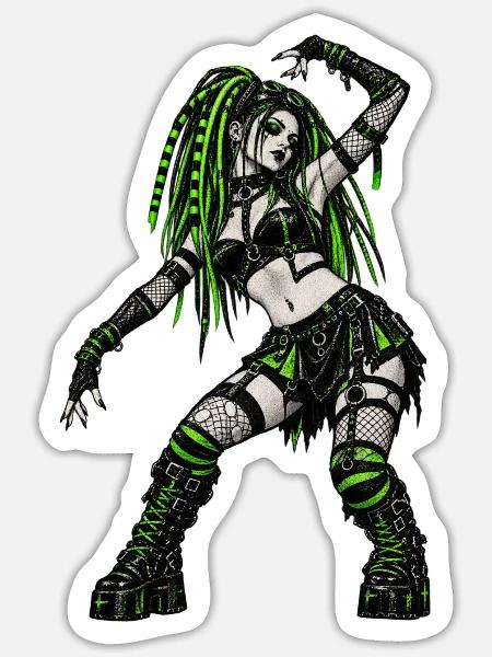 Neon-Gothic Punk Cyberlook - Sticker Größe S (10 x 10 cm) - Mattweiß