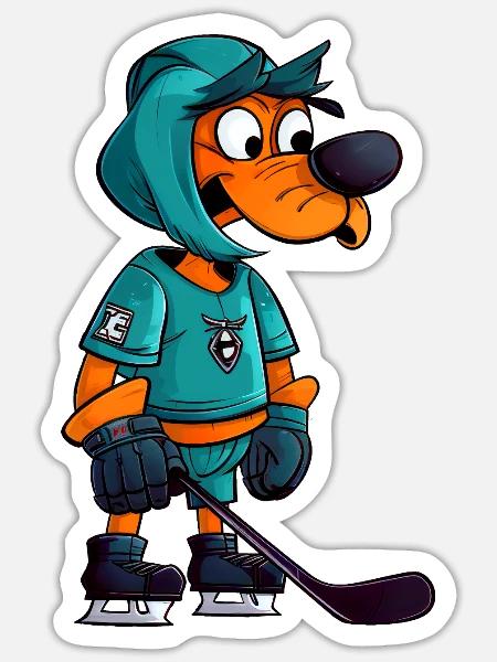 Eishockey Hund - Sticker Größe S (10 x 10 cm) - Mattweiß