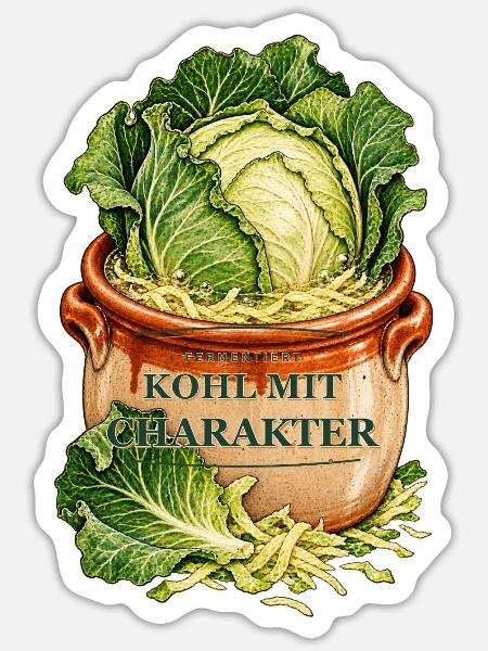 Kohl mit Charakter - Fermentation Design - Sticker Größe S (10 x 10 cm) - Mattweiß