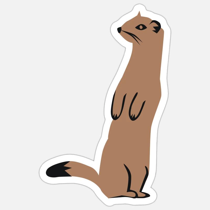 Hermine - belette - Sticker taille S (10 x 10 cm) - blanc mat