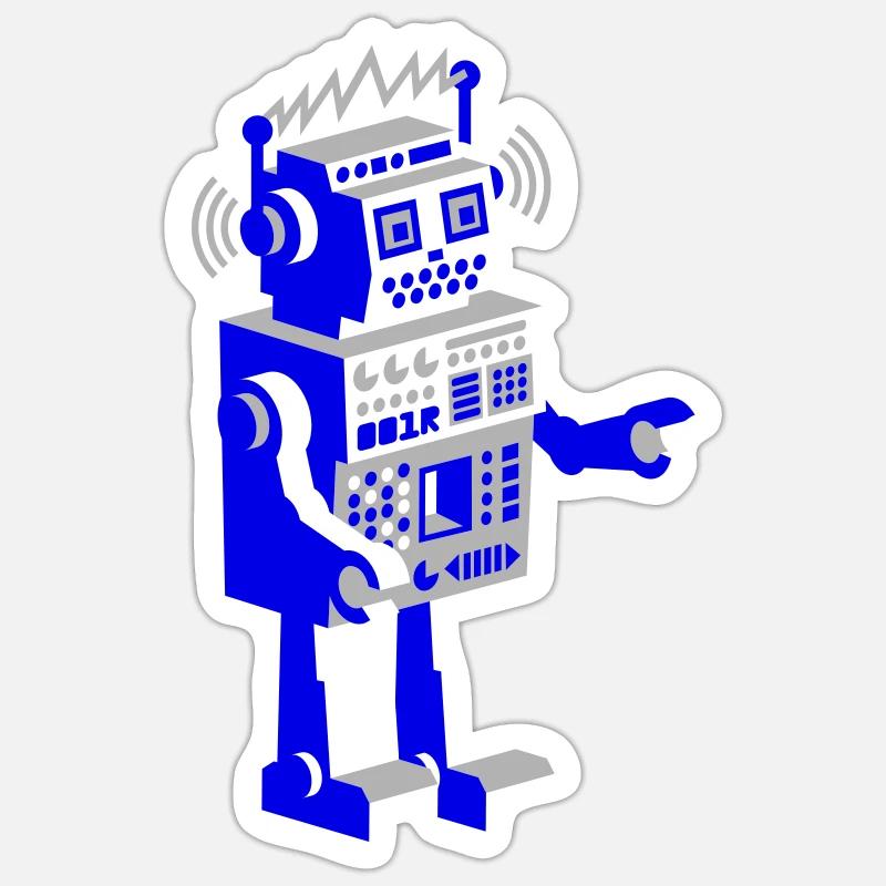 roboter retro robot - Sticker Größe S (10 x 10 cm) - Mattweiß