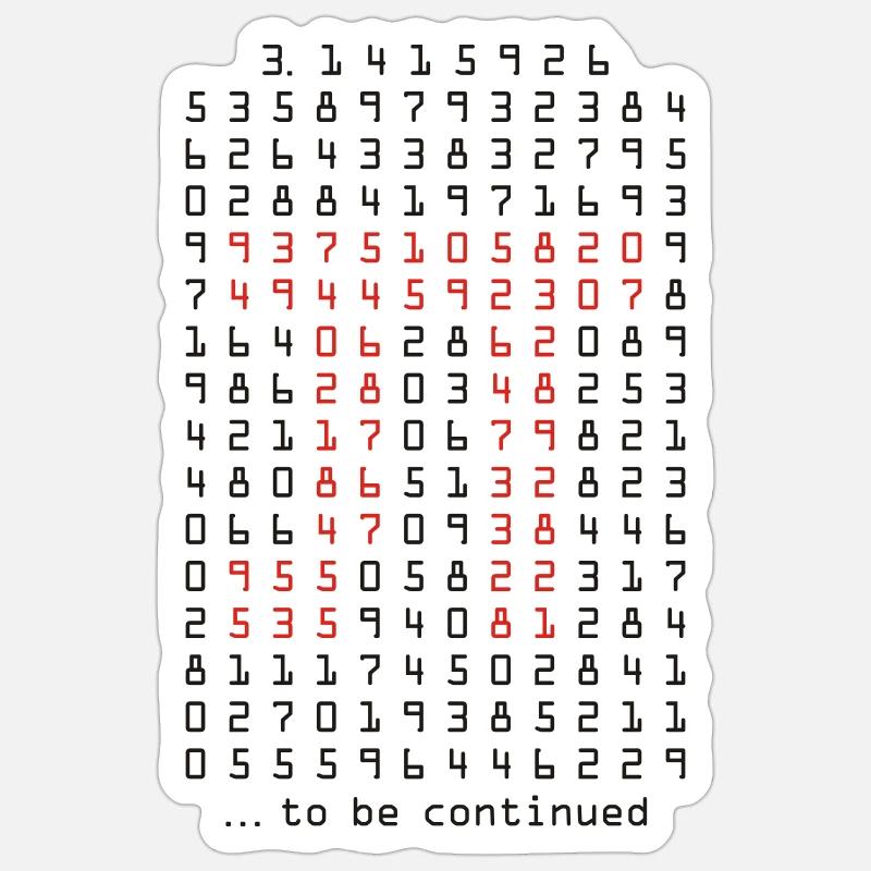 pi - 3,14159265 - nerd - mathematik - Sticker size S (10 x 10 cm) - white matte